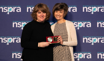 NSPRA award winner Jill Filer with NSPRA past president Nicole Kirby, APR.